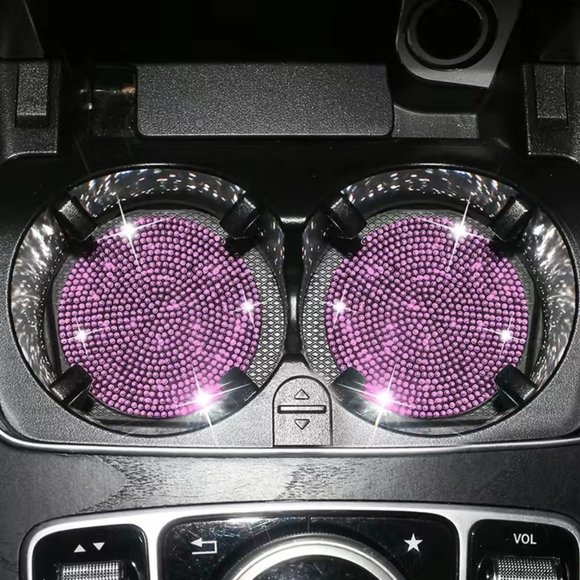 Pink Cup Holder for Vehicle, Glossy Precious Stone Vehicle Inside Embellishments - Picture 1 of 11